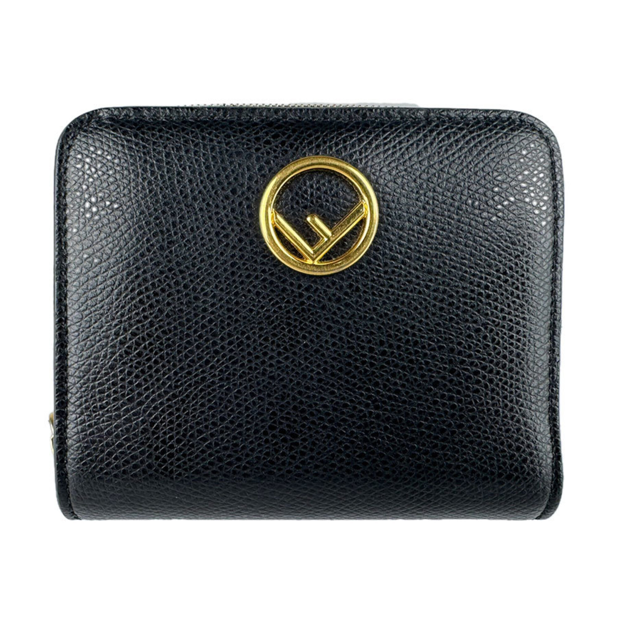 Fendi Fendi Bi-Fold Wallet F's Leather Black Women's 8m0407-A18b Free Shippin...